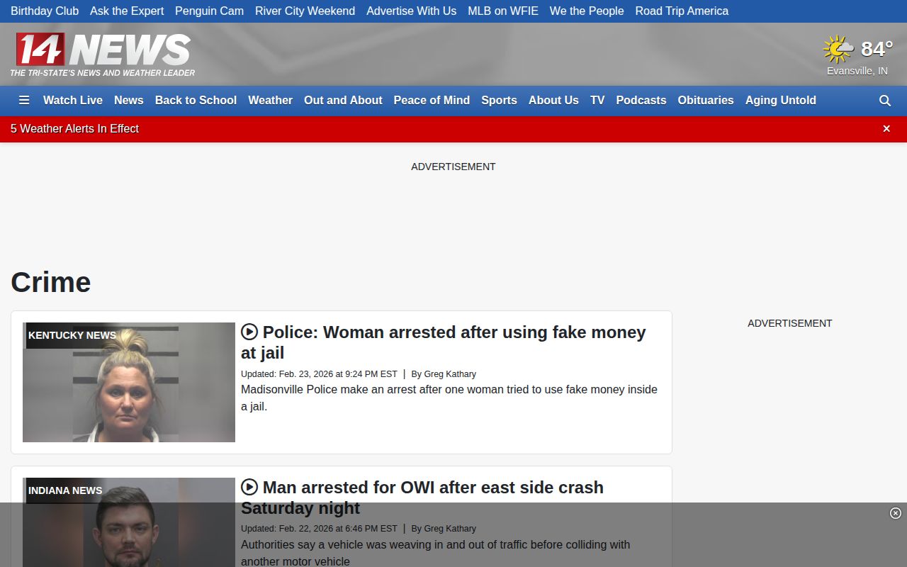 Warrick County arrest news and booking record coverage from WFIE Crime